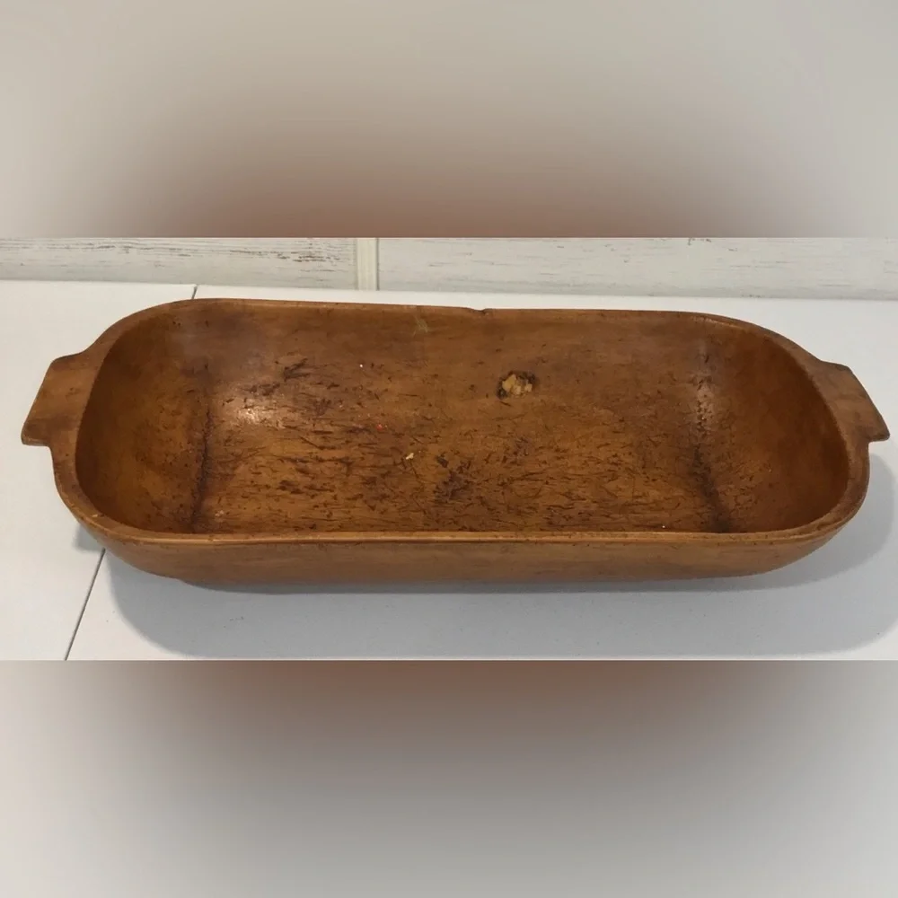 Handcrafted Rustic Wooden Dough Bowl - Brown